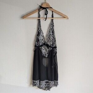 Black Lace Halter Lingerie Bralette Top Women's Size Small